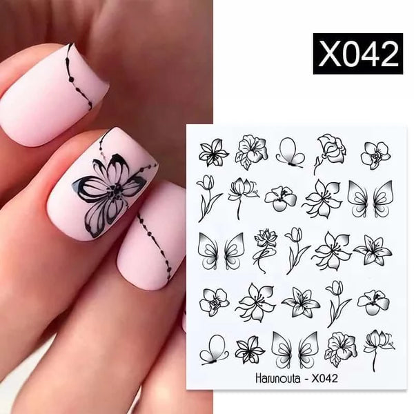 Made Chic Boutique X042 Pink Spring Flower Leaves Nail Water Decals - DIY Nail Art Stickers