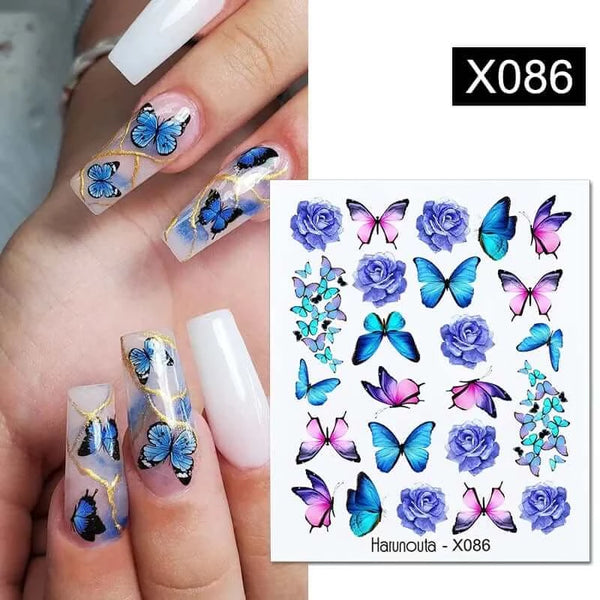 Made Chic Boutique X086 Lavender Spring Flower Leaves Nail Water Decals - DIY Nail Art Stickers