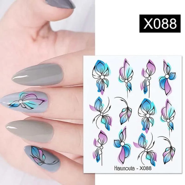 Made Chic Boutique X088 Harunouta 1 Sheet Nail Water Decals Transfer Lavender Spring Flower Leaves Nail Art Stickers Nail Art Manicure DIY