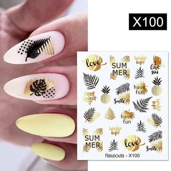 Made Chic Boutique X100 Harunouta 1 Sheet Nail Water Decals Transfer Lavender Spring Flower Leaves Nail Art Stickers Nail Art Manicure DIY