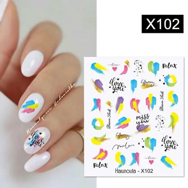 Made Chic Boutique X102 Pink Spring Flower Leaves Nail Water Decals - DIY Nail Art Stickers