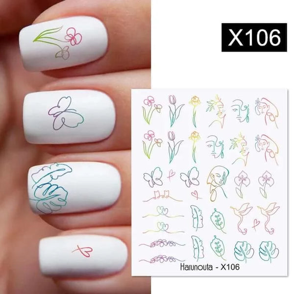 Made Chic Boutique X106 Pink Spring Flower Leaves Nail Water Decals - DIY Nail Art Stickers