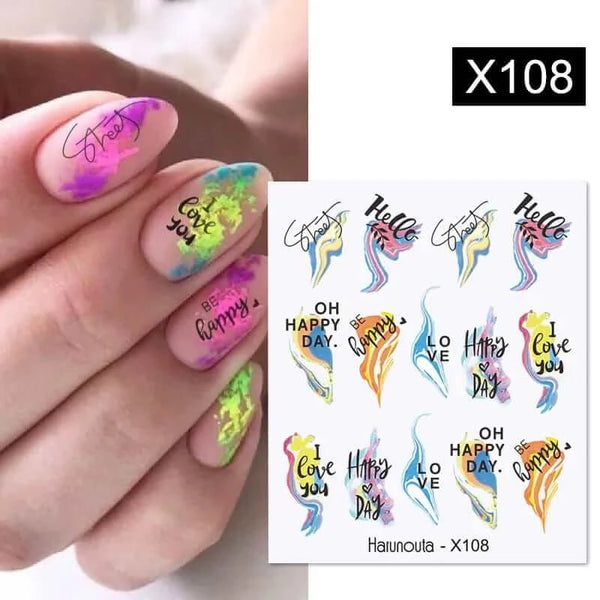 Made Chic Boutique X108 Lavender Spring Flower Leaves Nail Water Decals - DIY Nail Art Stickers