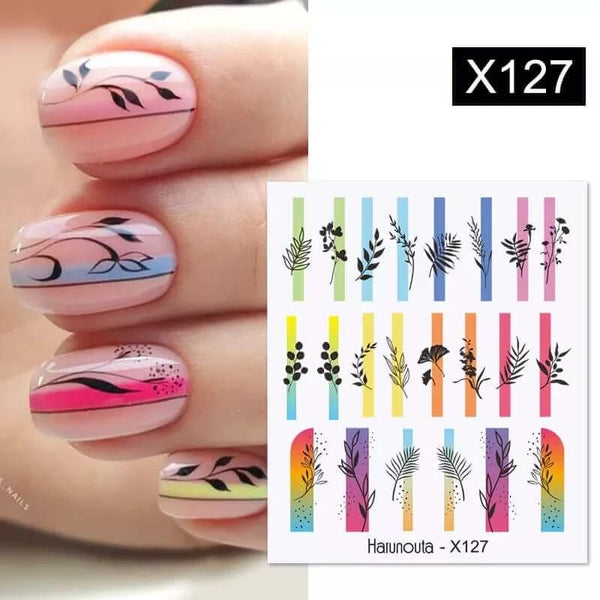 Made Chic Boutique X127 Pink Spring Flower Leaves Nail Water Decals - DIY Nail Art Stickers