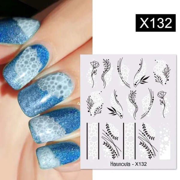 Made Chic Boutique X132 Lavender Spring Flower Leaves Nail Water Decals - DIY Nail Art Stickers