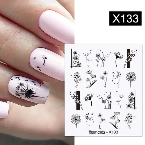 Made Chic Boutique X133 Lavender Spring Flower Leaves Nail Water Decals - DIY Nail Art Stickers