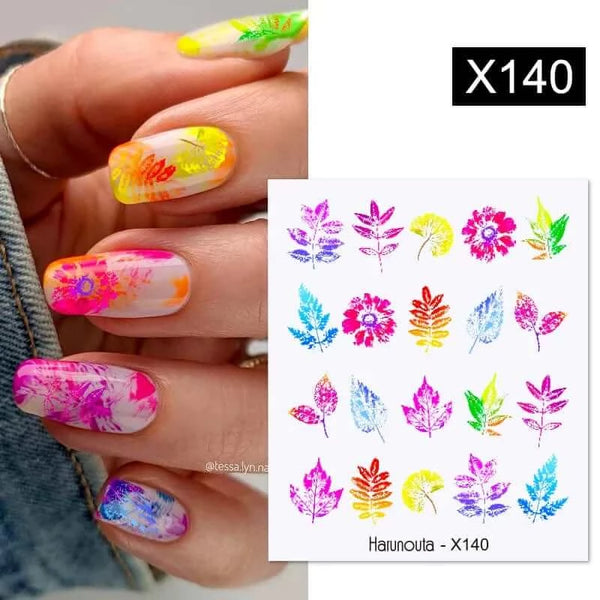 Made Chic Boutique X140 Pink Spring Flower Leaves Nail Water Decals - DIY Nail Art Stickers