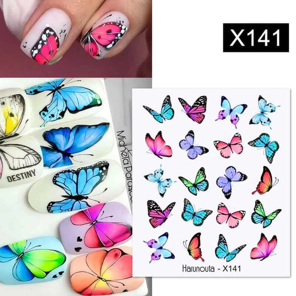 Made Chic Boutique X141 Pink Spring Flower Leaves Nail Water Decals - DIY Nail Art Stickers