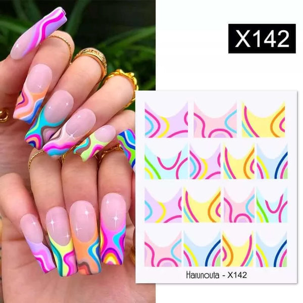 Made Chic Boutique X142 Pink Spring Flower Leaves Nail Water Decals - DIY Nail Art Stickers