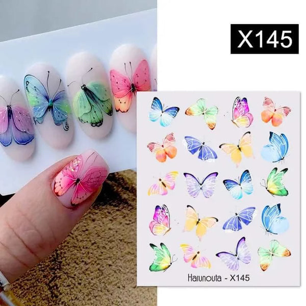 Made Chic Boutique X145 Pink Spring Flower Leaves Nail Water Decals - DIY Nail Art Stickers