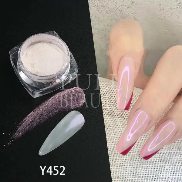 Made Chic Boutique Y452 Pearl White Nails Glitter Aurora Yellow Pink Chrome Moonlight Powders Fritillary Shell Mirror Pigment Dust Nail Decoration #Y459