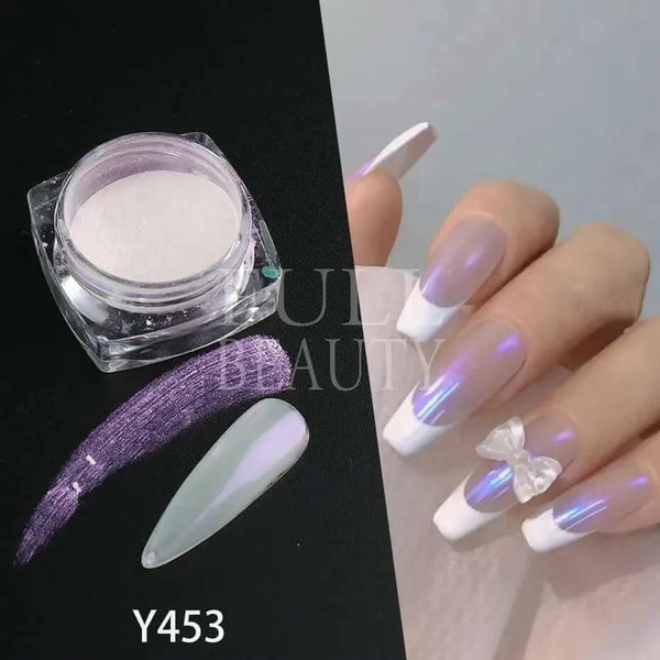 Made Chic Boutique Y453 Pearl White Nails Glitter Aurora Yellow Pink Chrome Moonlight Powders Fritillary Shell Mirror Pigment Dust Nail Decoration #Y459