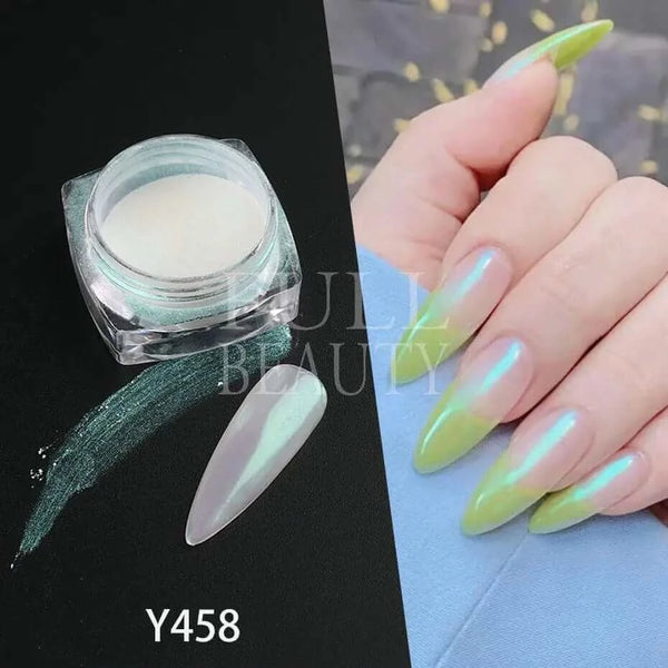 Made Chic Boutique Y458 Pearl White Nails Glitter Aurora Yellow Pink Chrome Moonlight Powders Fritillary Shell Mirror Pigment Dust Nail Decoration #Y459