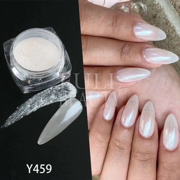 Made Chic Boutique Y459 Pearl White Nails Glitter Aurora Yellow Pink Chrome Moonlight Powders Fritillary Shell Mirror Pigment Dust Nail Decoration #Y459